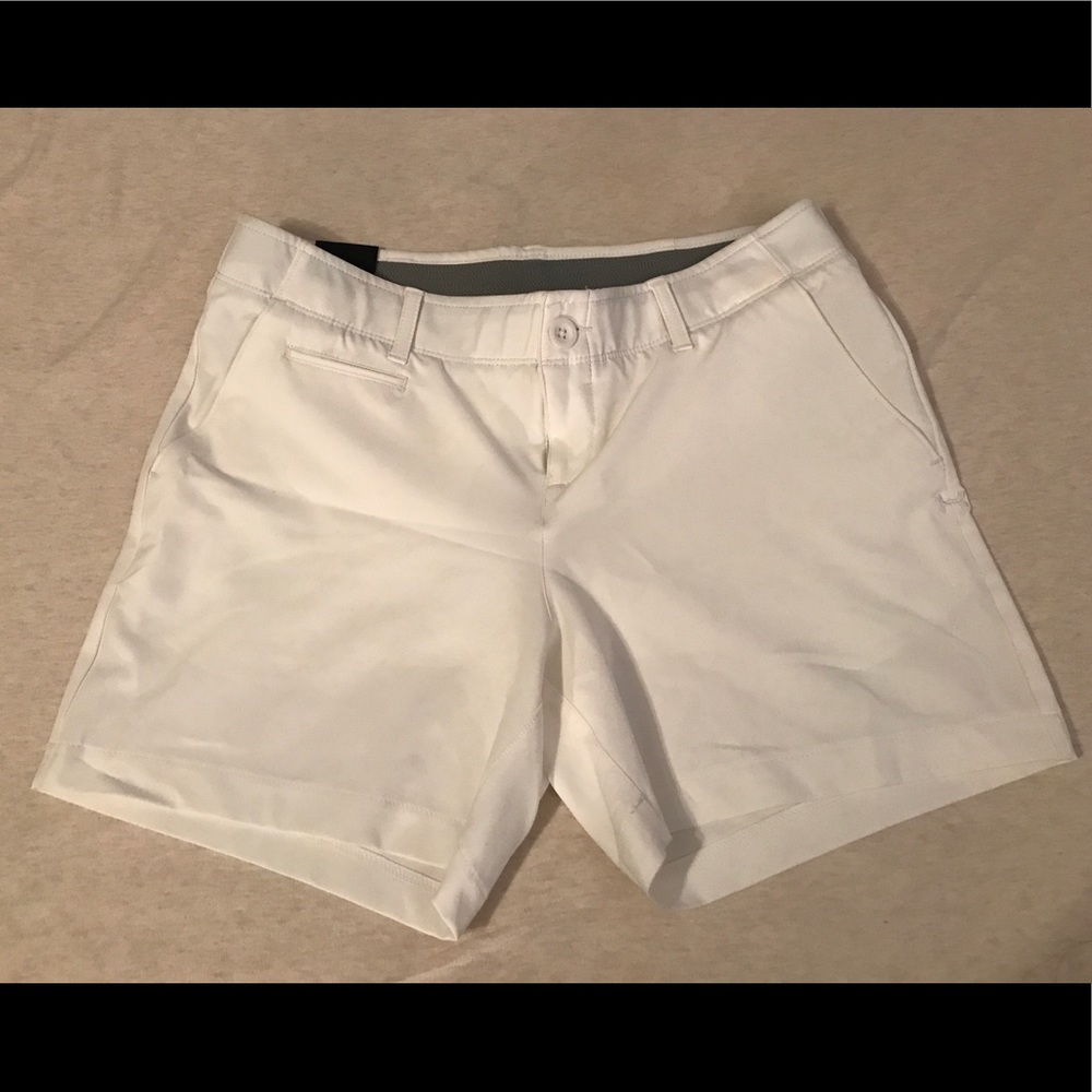 White Under Armour golf shorts